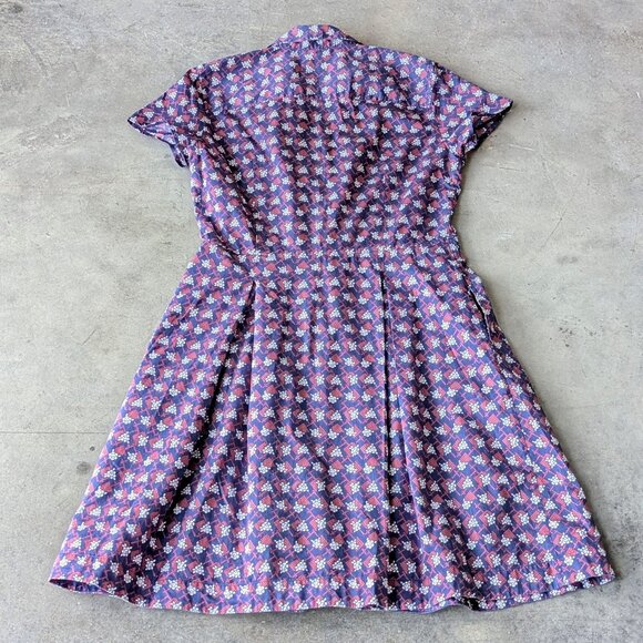 Brooks Brothers Blue Red White Floral Cotton Shirt Dress with Pockets size 8 - Picture 9 of 9